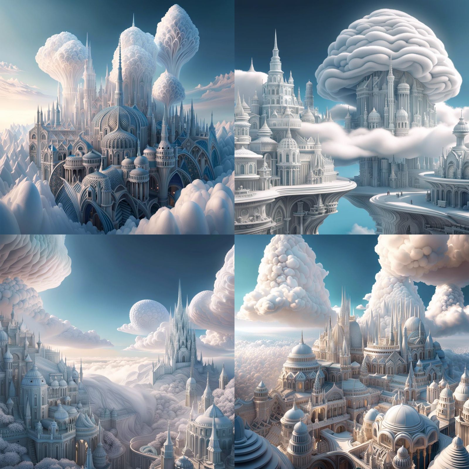 City built entirely of cloud structures ethereal fantasy hyperdetailed