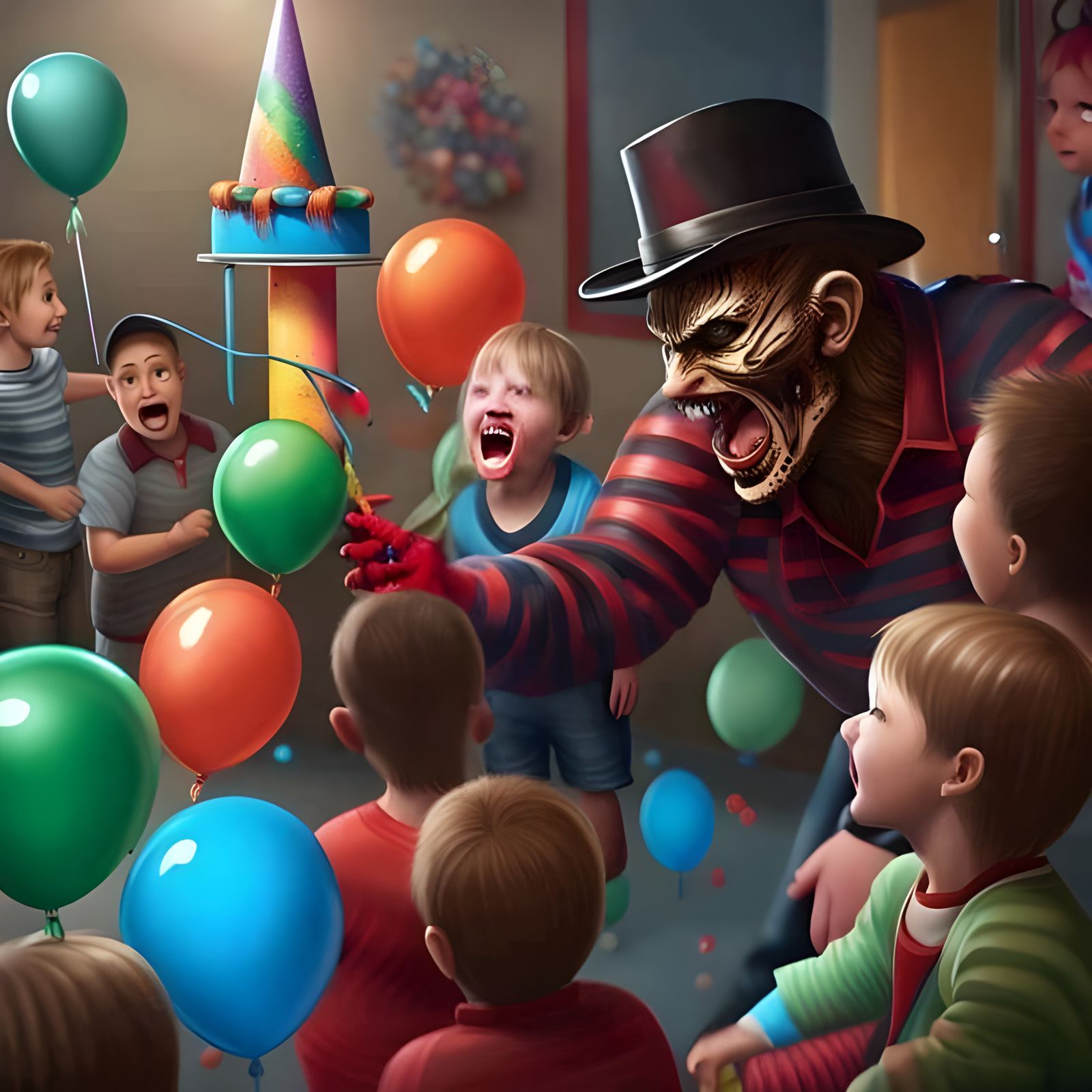 " Freddy Kruger Entertaining at a birthday party"  by @Domina Mortis 