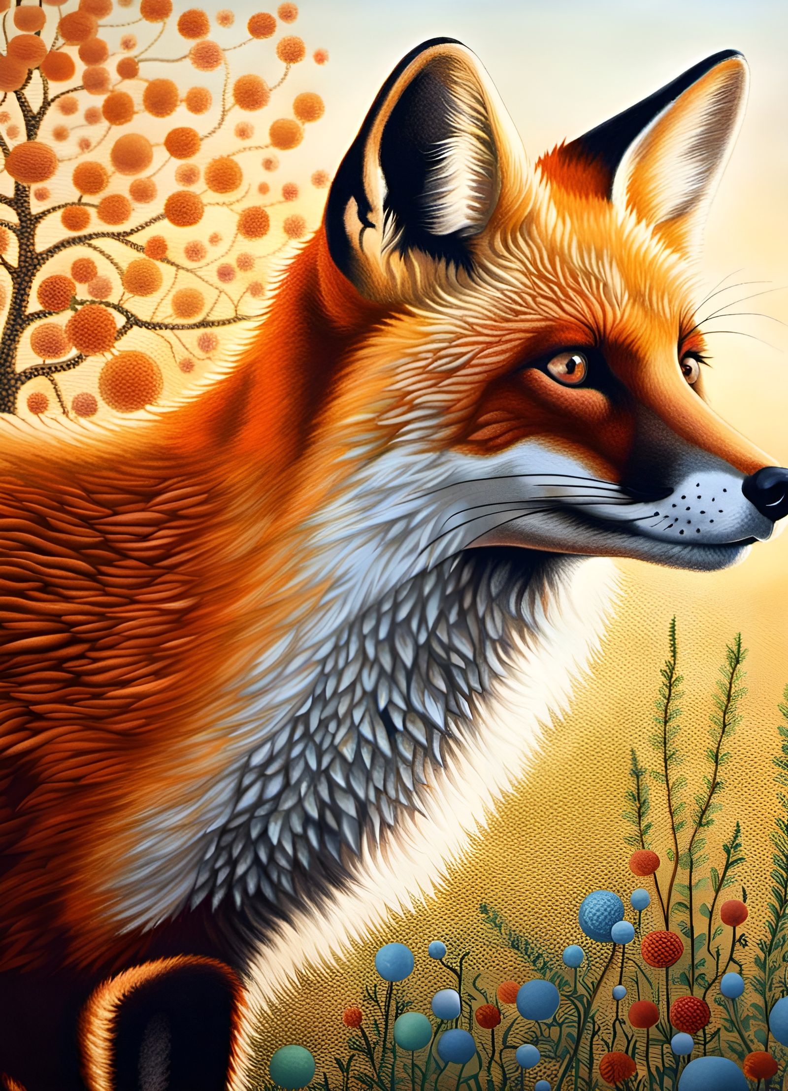 Pointillism Fox in morning light - AI Generated Artwork - NightCafe Creator