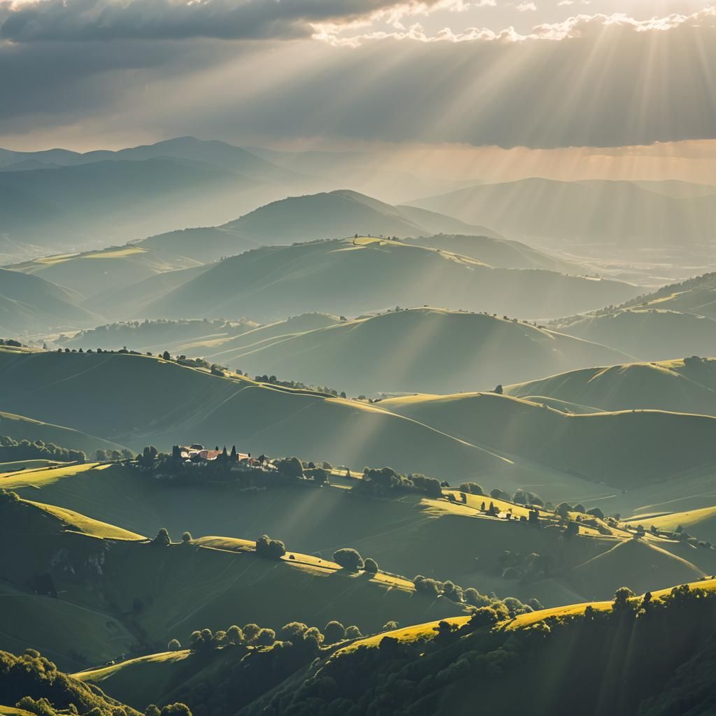 sunshine between hills
