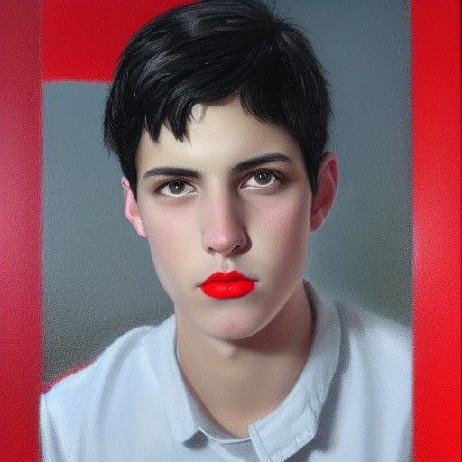 A hyper realistic portrait of a young man with short black h...