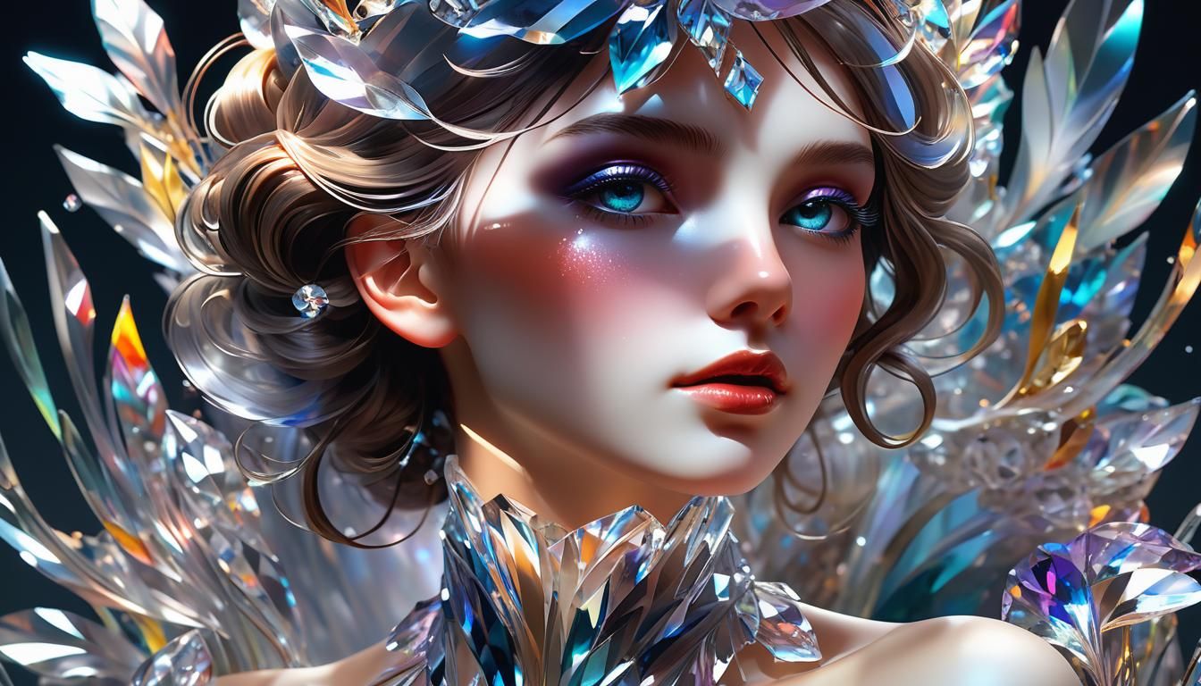 a lost dream in the style of delicate crystal glass sculptur...