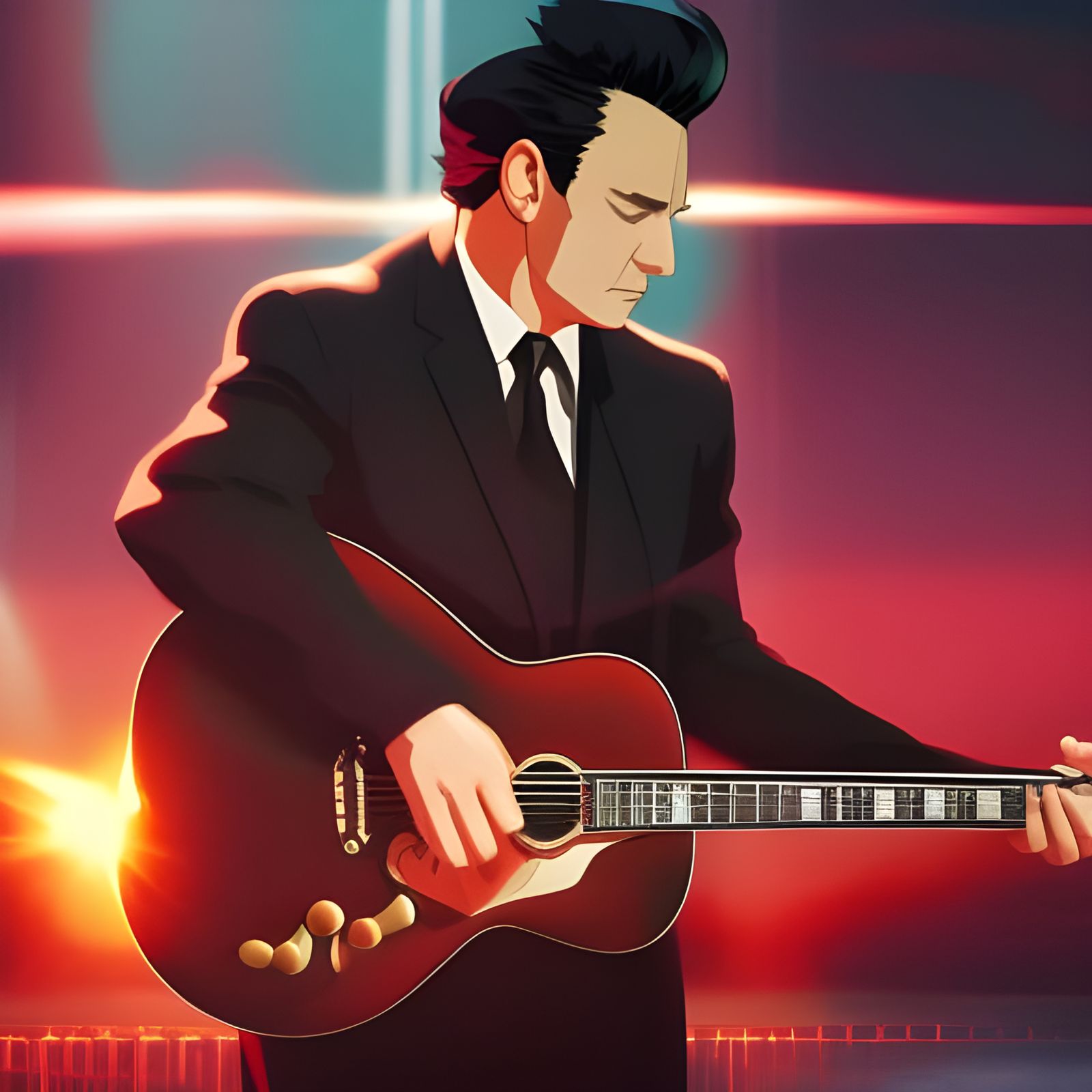 Johnny Cash - Anime - AI Generated Artwork - NightCafe Creator