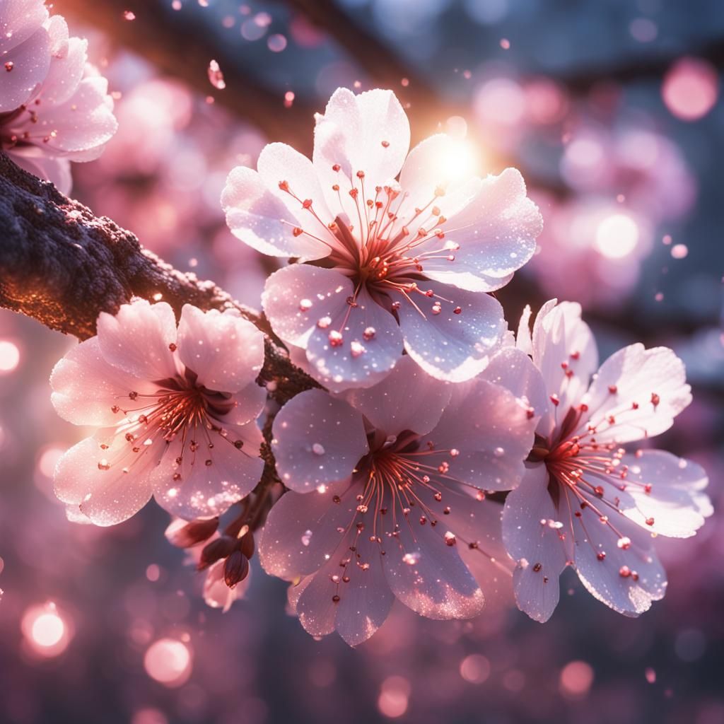 epic close up of a sakura flower, front illumination only, f...
