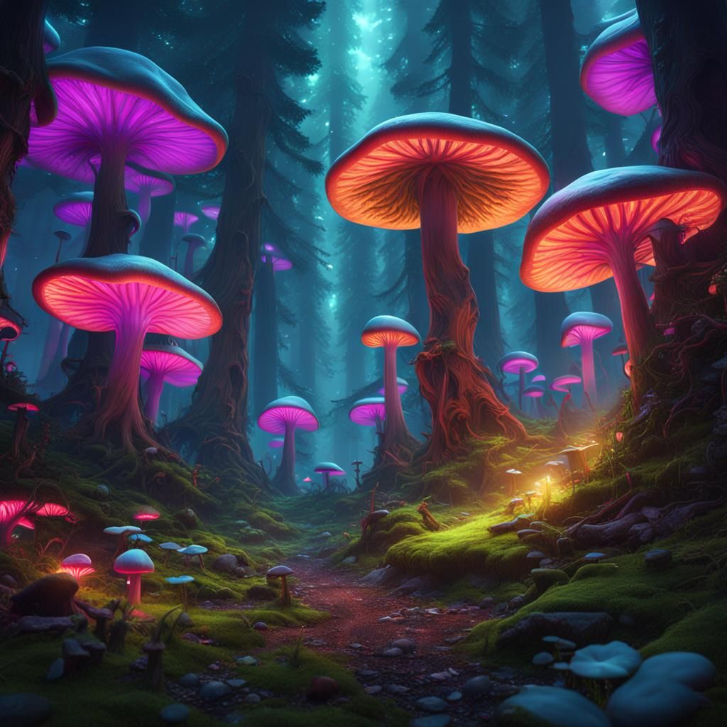 Psychedelic Mushrooms - AI Generated Artwork - NightCafe Creator