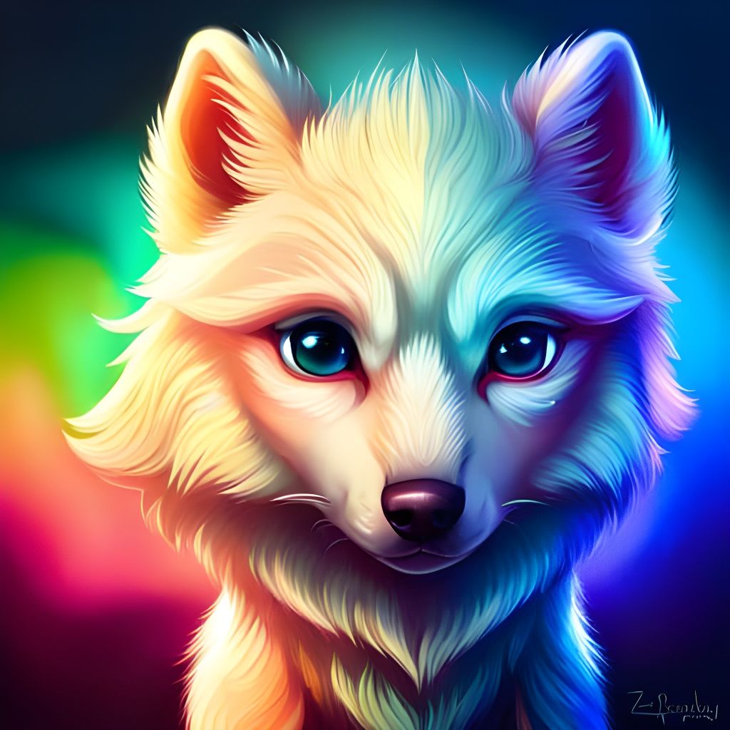 🌈rainbow Baby Wolf🌈 - Ai Generated Artwork - Nightcafe Creator