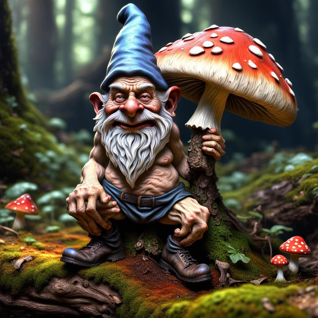 Gnome and Toadstool - AI Generated Artwork - NightCafe Creator