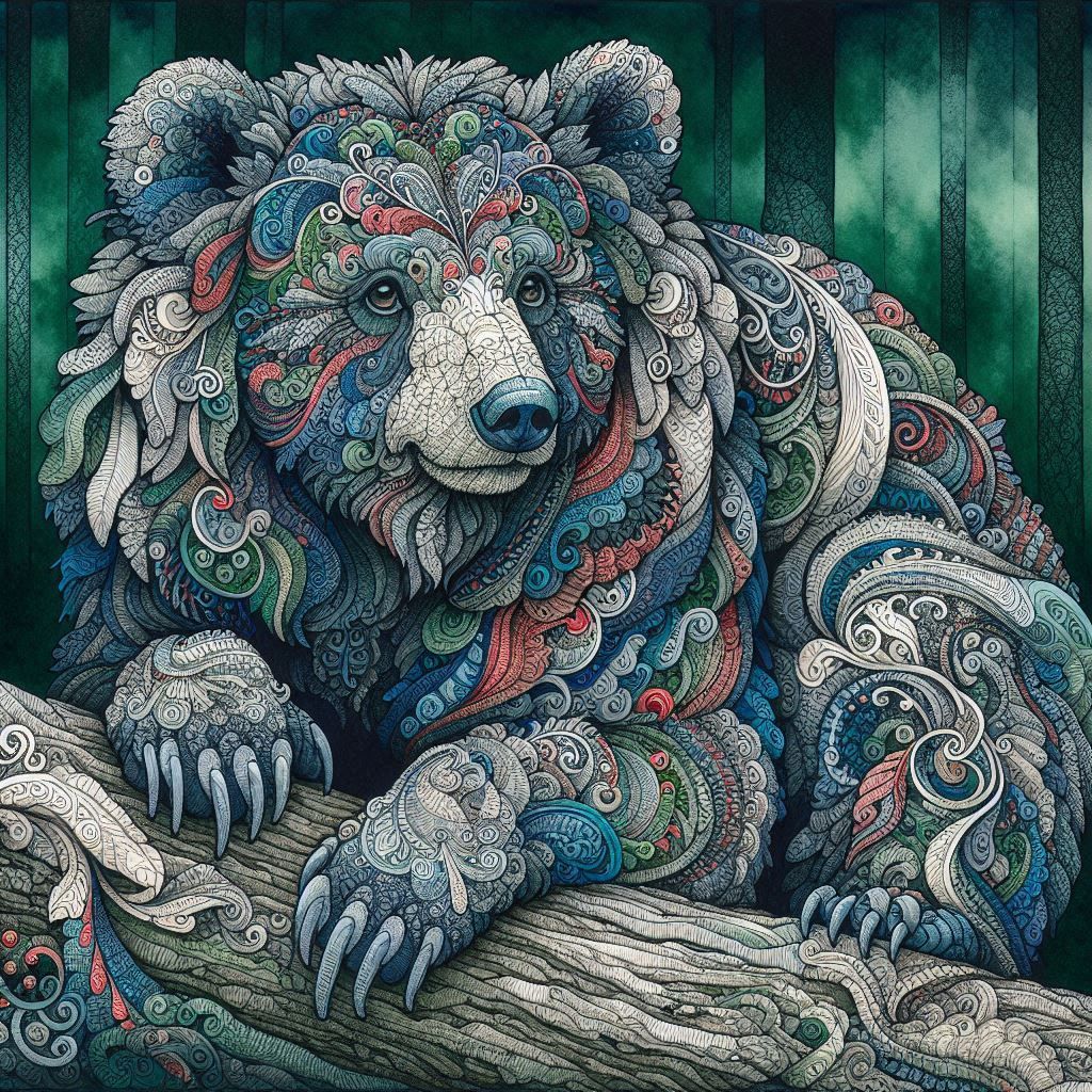 Gothic Intricately Detail Sloth Bear