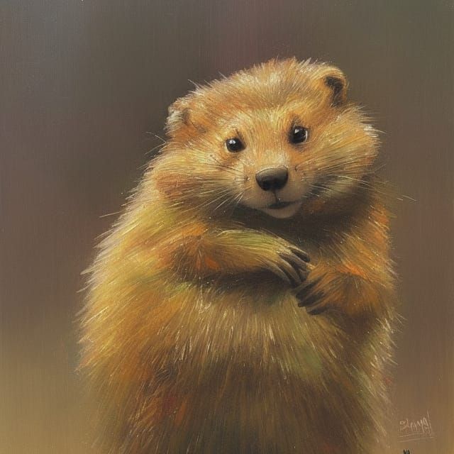 woodchuck in the style of Pendleton Ward and Pino Daeni AI Generated