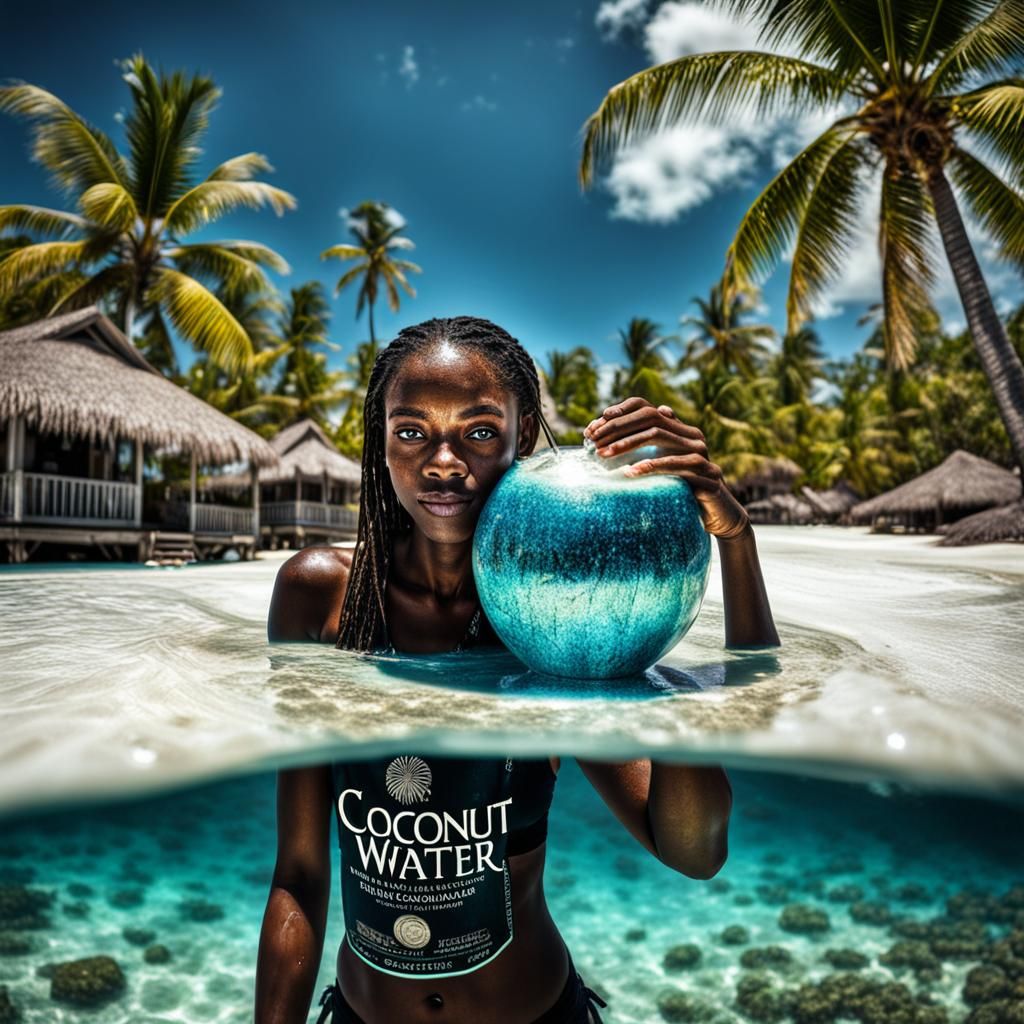 Bahamas, the clearest water coconut Coconut water glitters d...