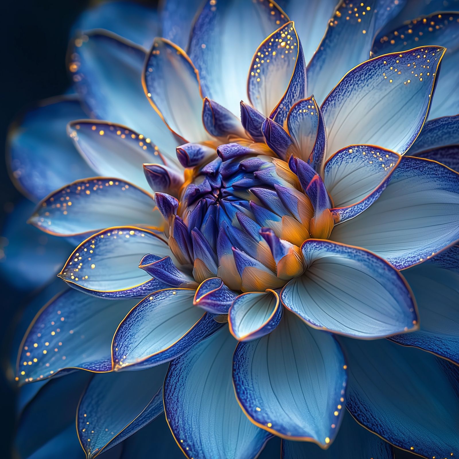 Blue and White Dahlia