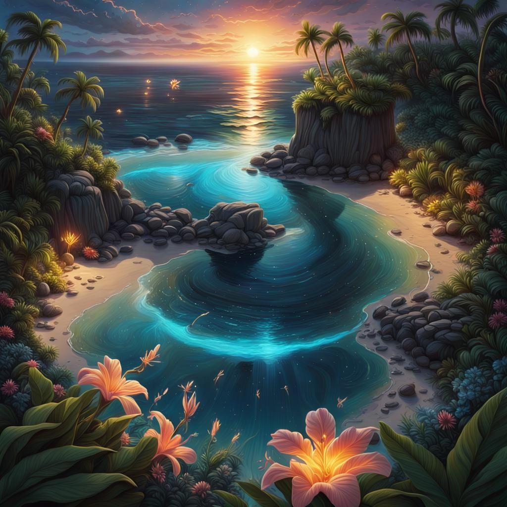 The Secret Island Oasis.  by @Omimimo