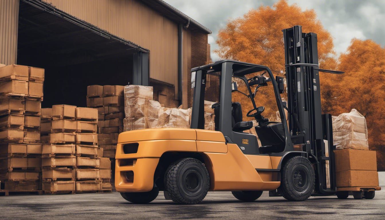 Forklift lifting product pallets in large warehouse. Generative Ai 28438833  Stock Photo at Vecteezy