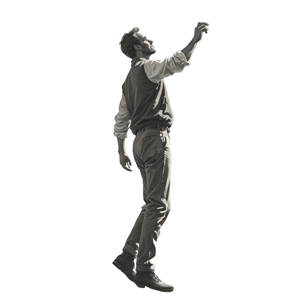 Man Reaching for the Clouds: 3D Artstation Style