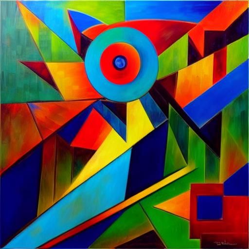 Wild and free art deco folk art geometric abstract art cubis...
