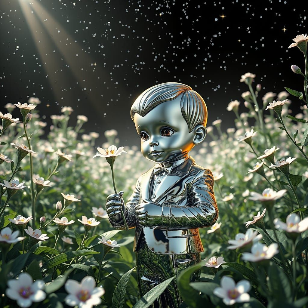 Chrome Boy in Chrome Jungle: Retro-Futuristic Style