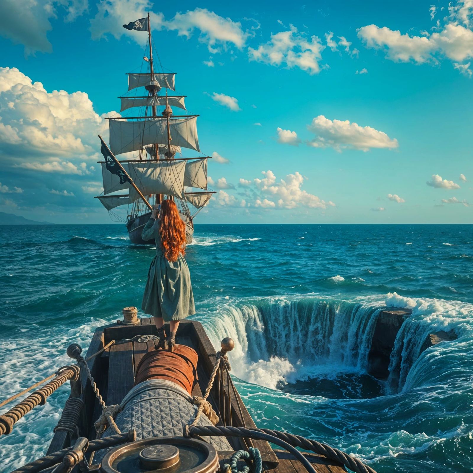 Waterfall in the Sea, a powerful defense spell cast by the druid captain as she spies a pirate ship approaching  by @Pickled Jim