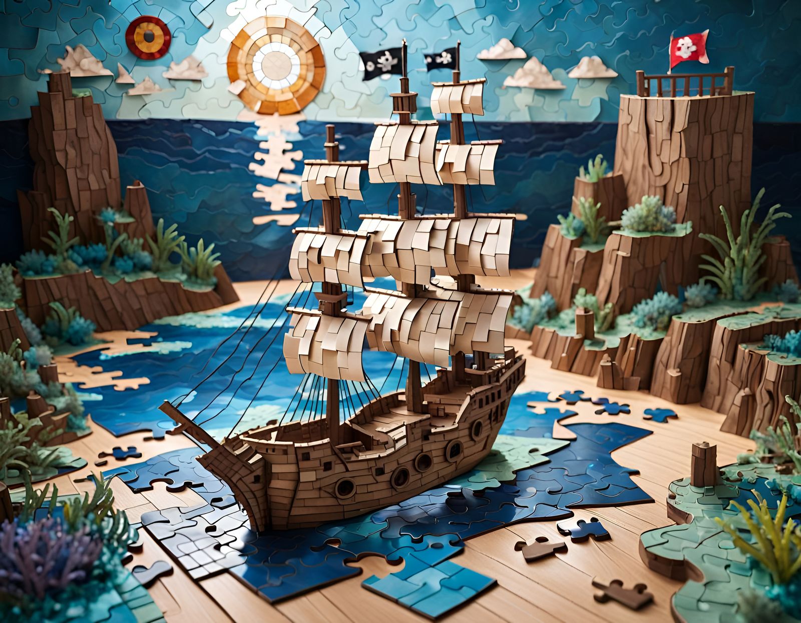 Unfinished 3D Pirate Ship Puzzle  by @Mallory Reese