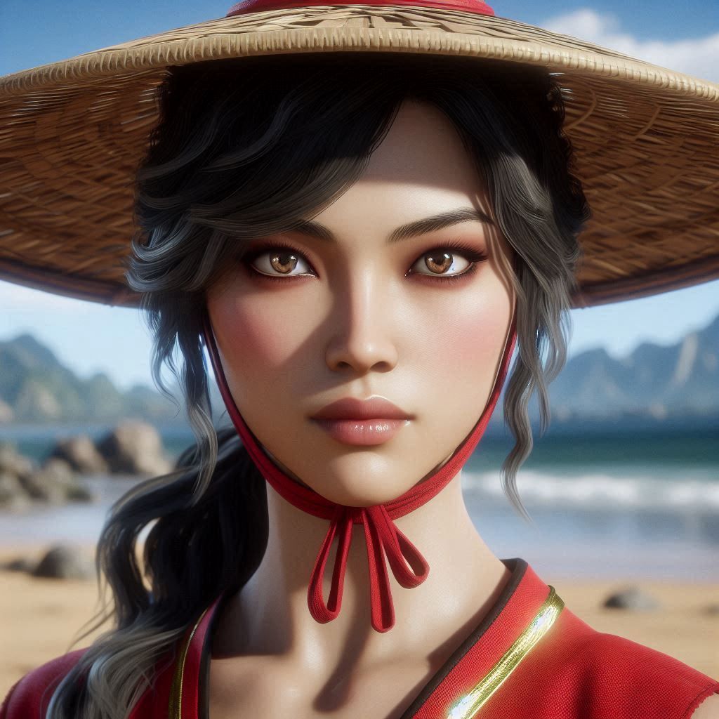 Kitana at a Japanese beach