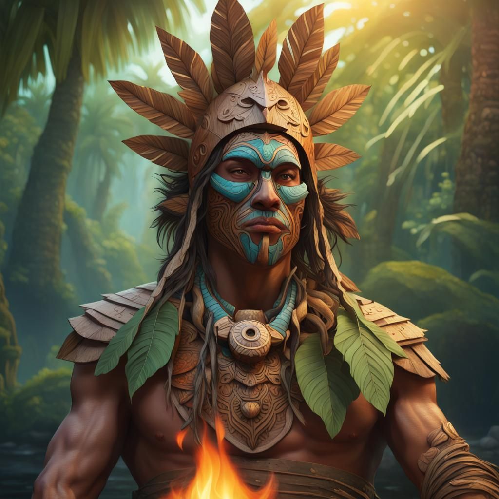 Tattooed Fantasy Shaman in Jungle - AI Generated Artwork - NightCafe ...