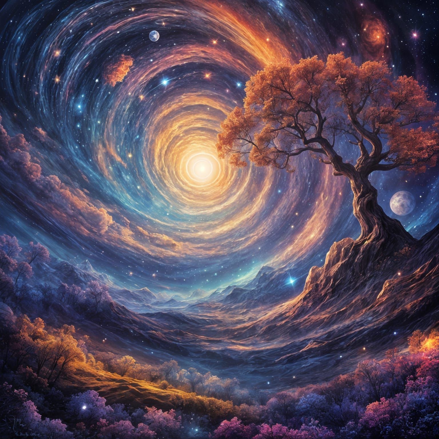 Cosmic Landscape in Vibrant Colors