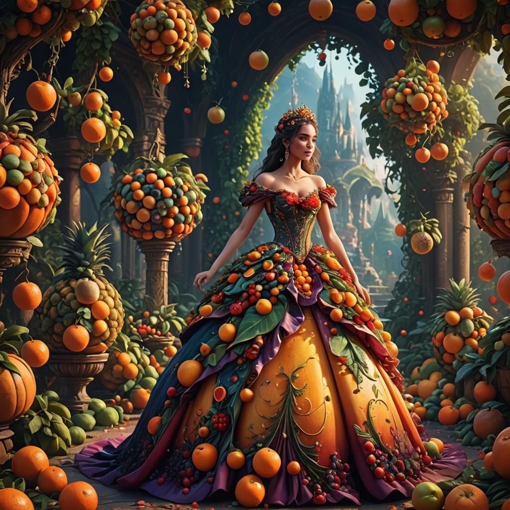Fruit Ball Gown: Detailed Matte Painting in Unreal Engine