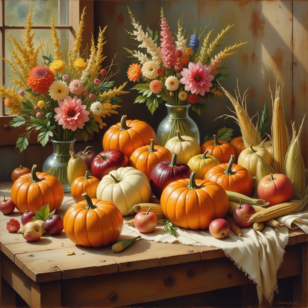 Impressionist Harvest Still Life Painting