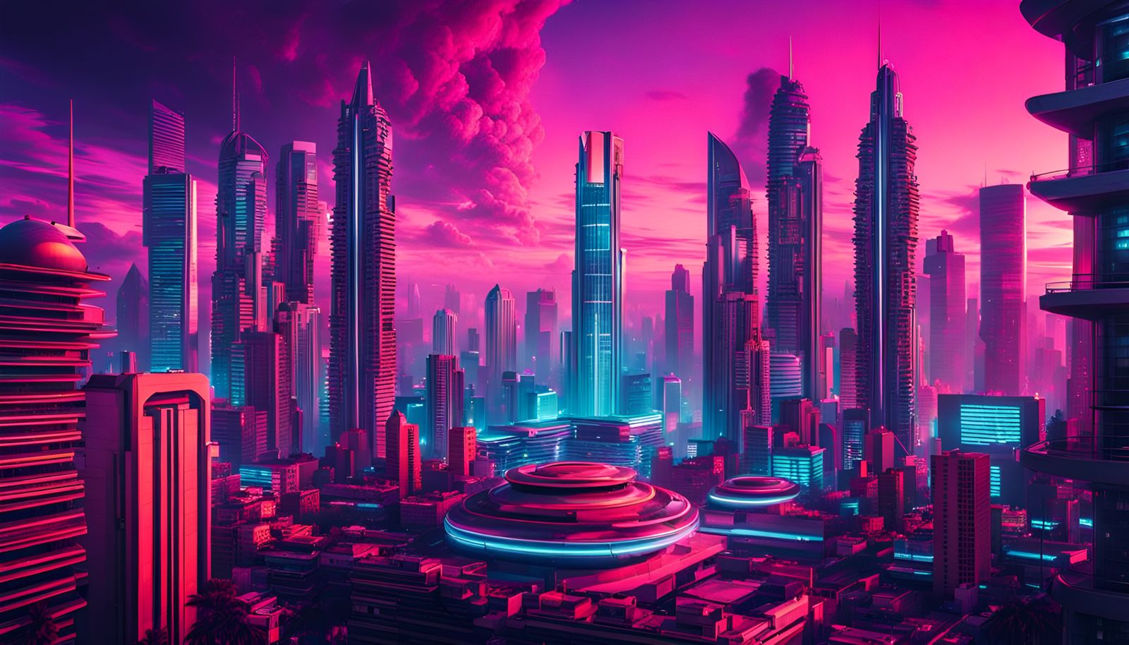 Blue Vaporwave in the Pink City  by @artsho