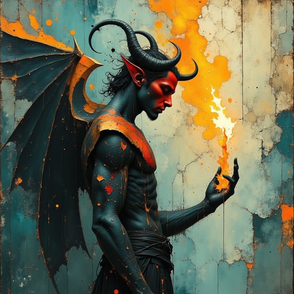Akimora Divine Oil Tiefling; Teal and Burnt Sienna
