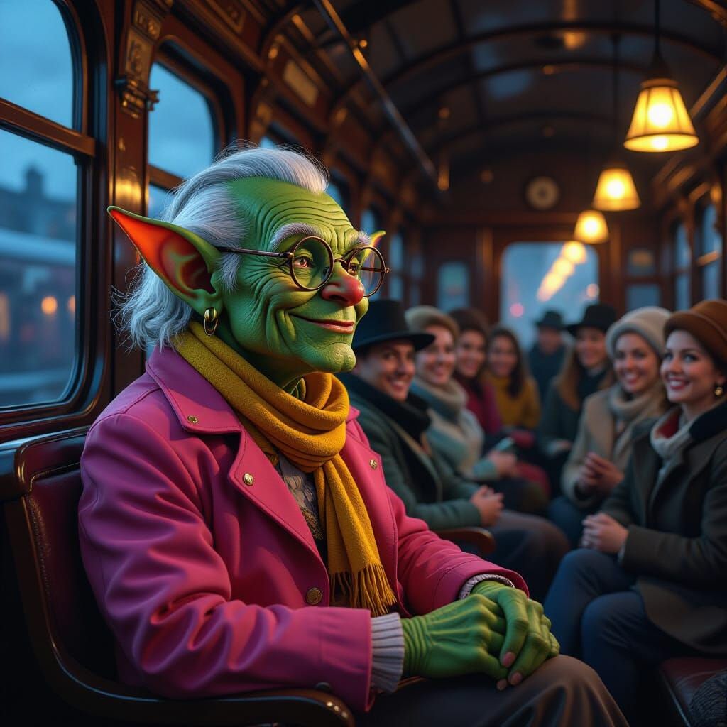 Goblin Listens to Music on a Steam Train