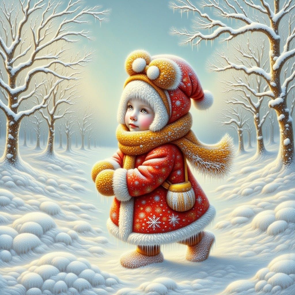 <lora:Frozen time:1.0>colorful little girl in Winter