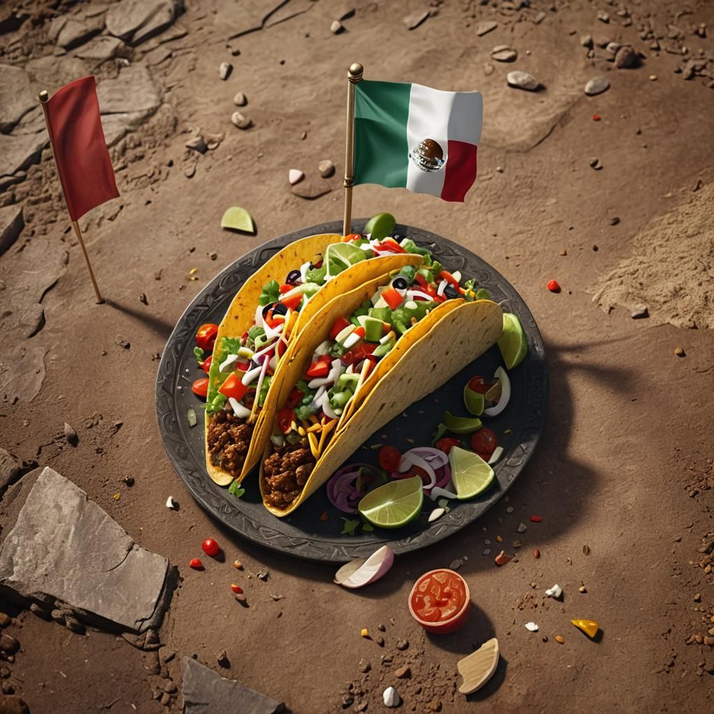 A taco in front of the Mexican flag