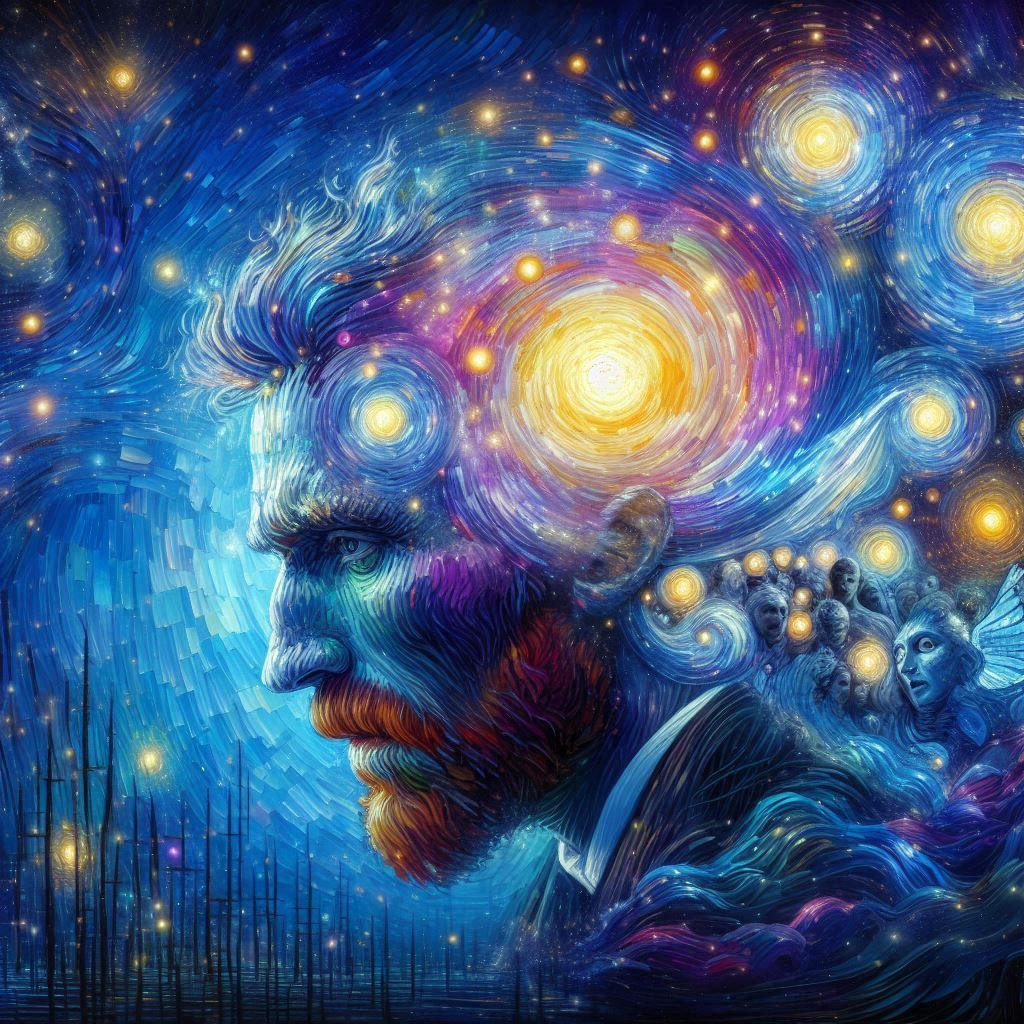 The beautiful mind of Vincent Van Gogh, starry night sky, physics