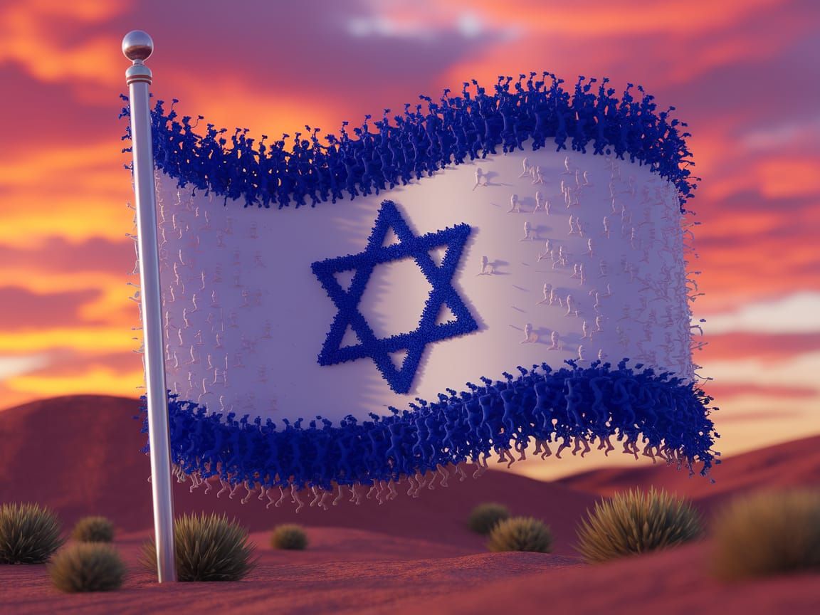 Israel Flag in Vibrant Anime Style
