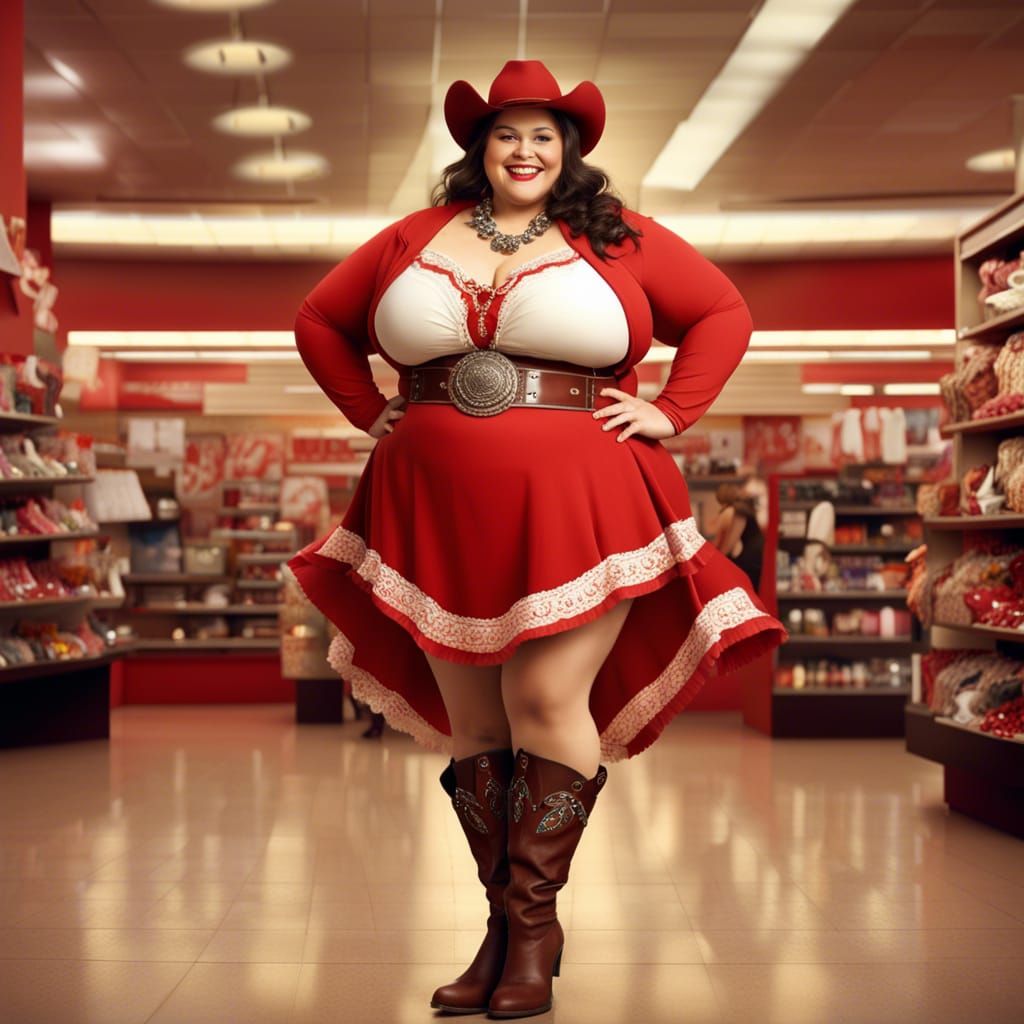 Western cowgirl out shopping