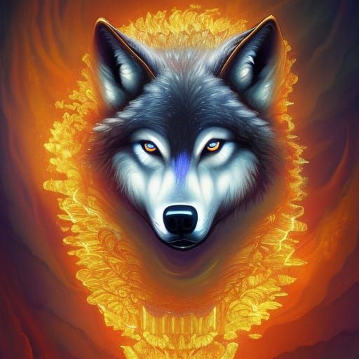 Wolf Elemental in Surreal Digital Art Style
