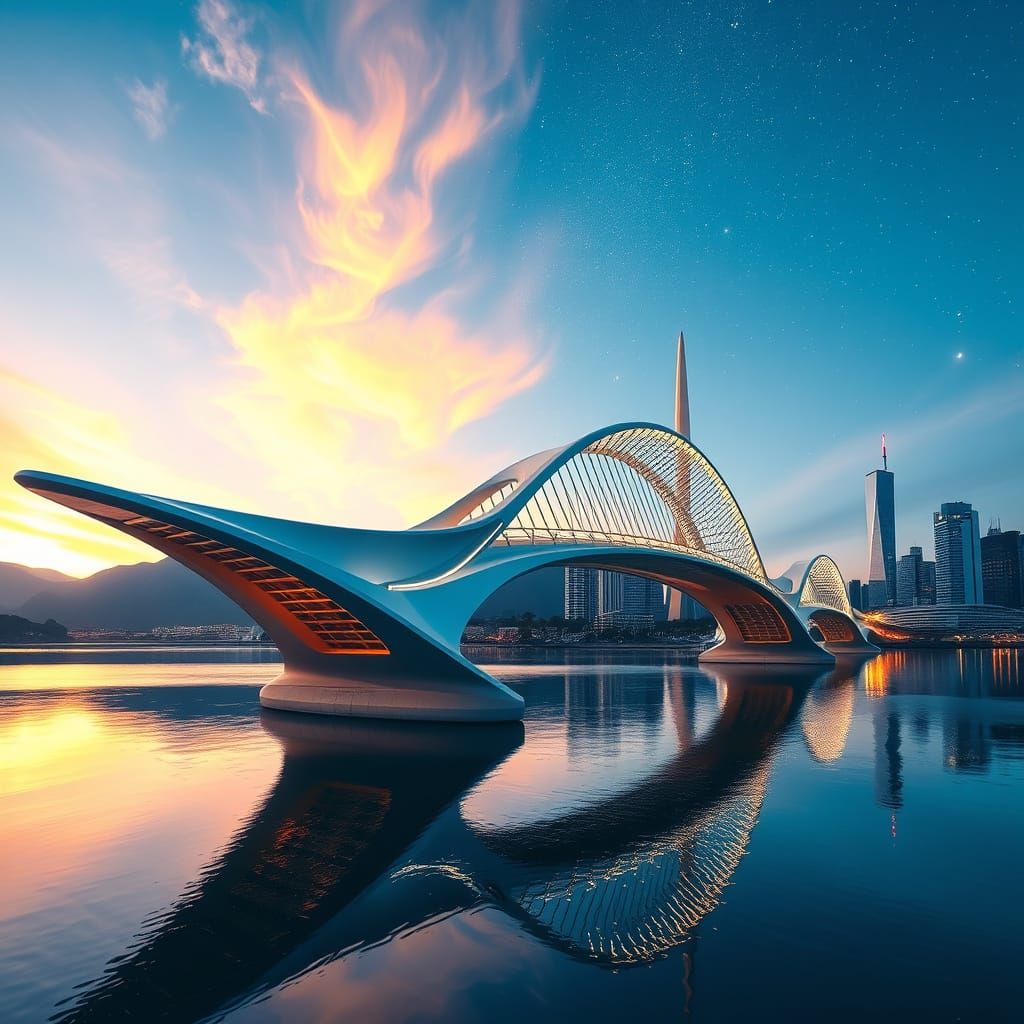 Dreamlike Bridge in a Serene Landscape