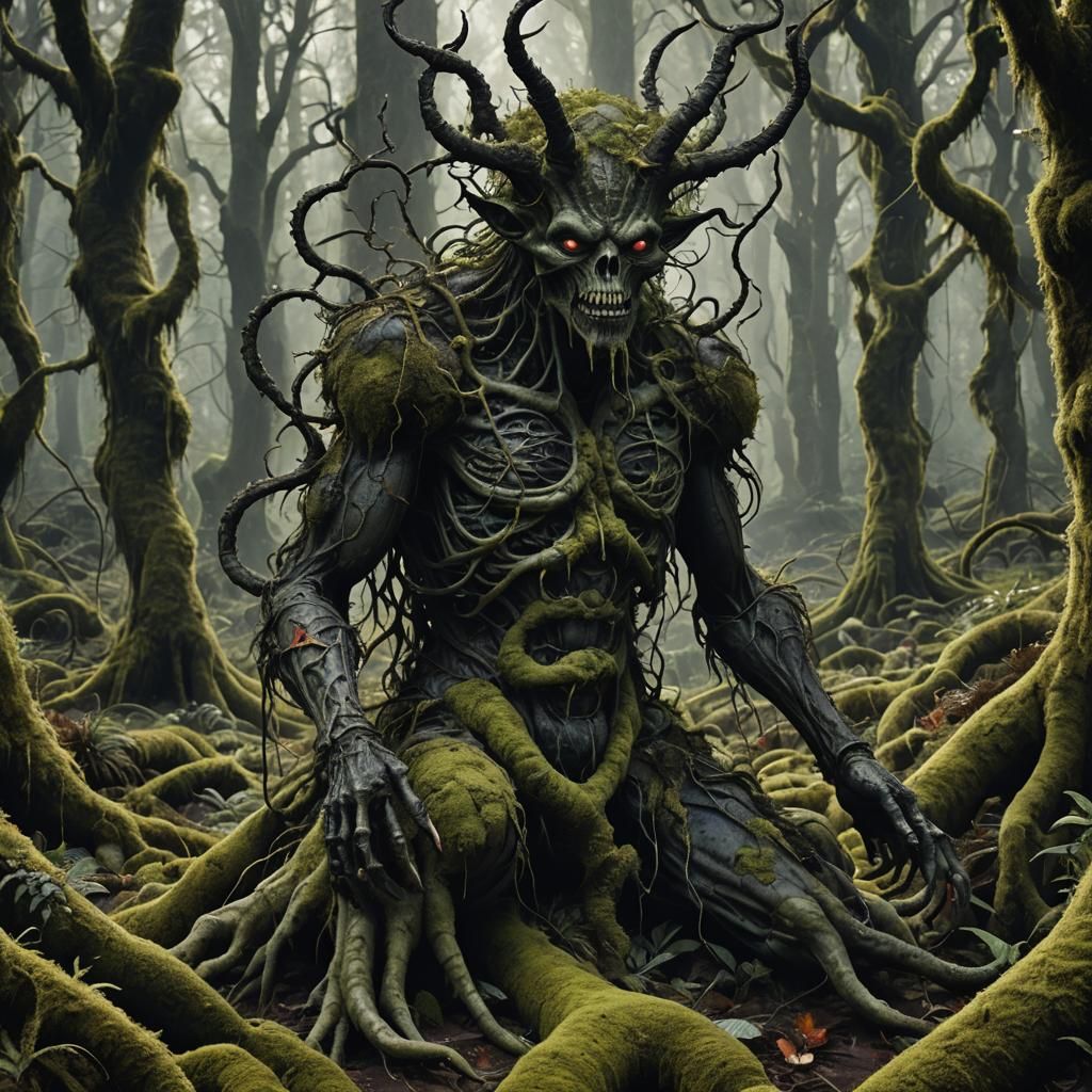 An imaginary world of dark satanic aliens, where large twist...