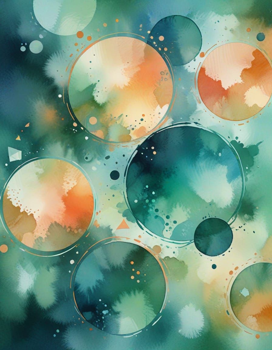 Dreamy Abstract Watercolor Geometric Shapes in Pastel Colors