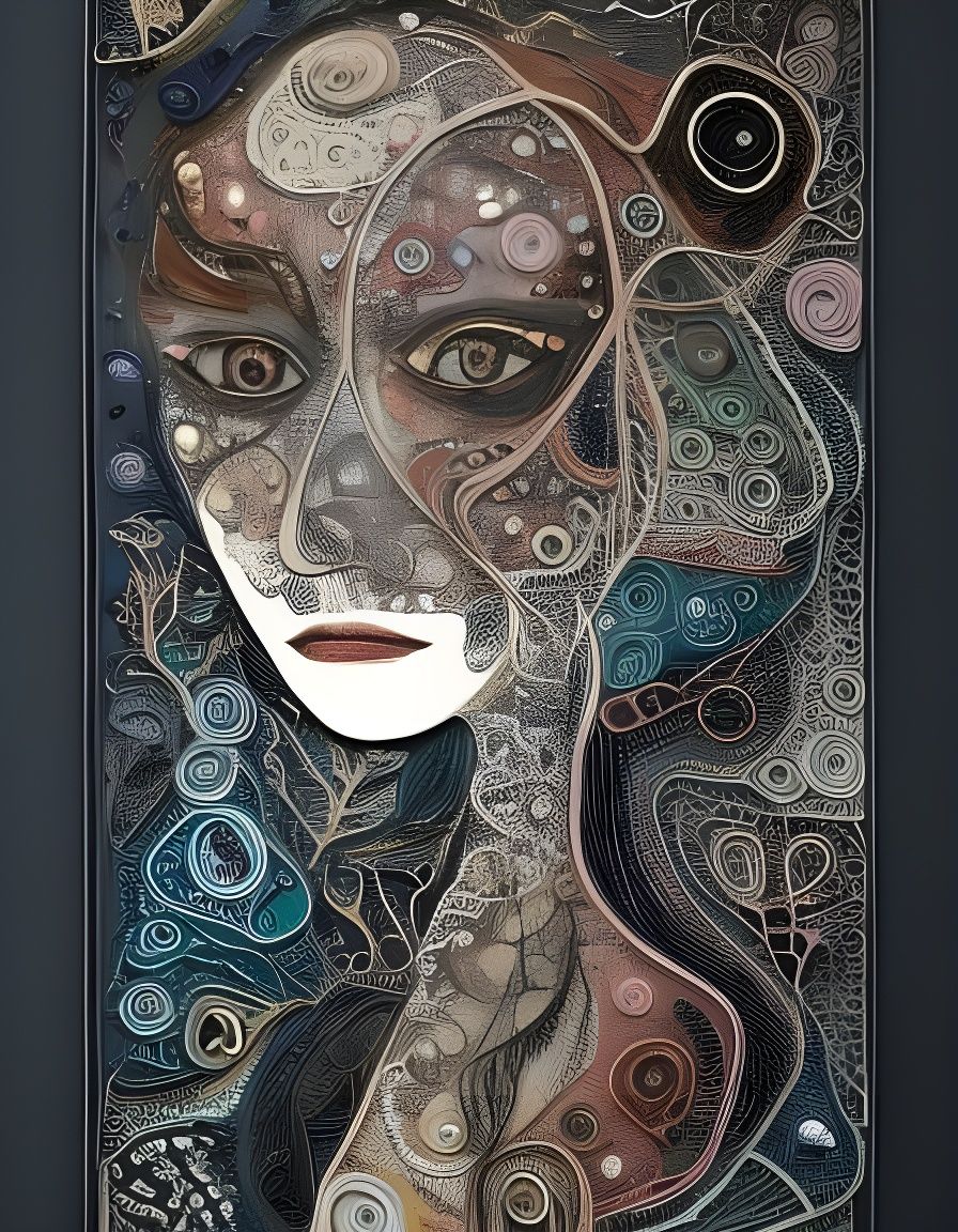 Intricate Maximalist Portrait of a Woman in Textile Art Styl...