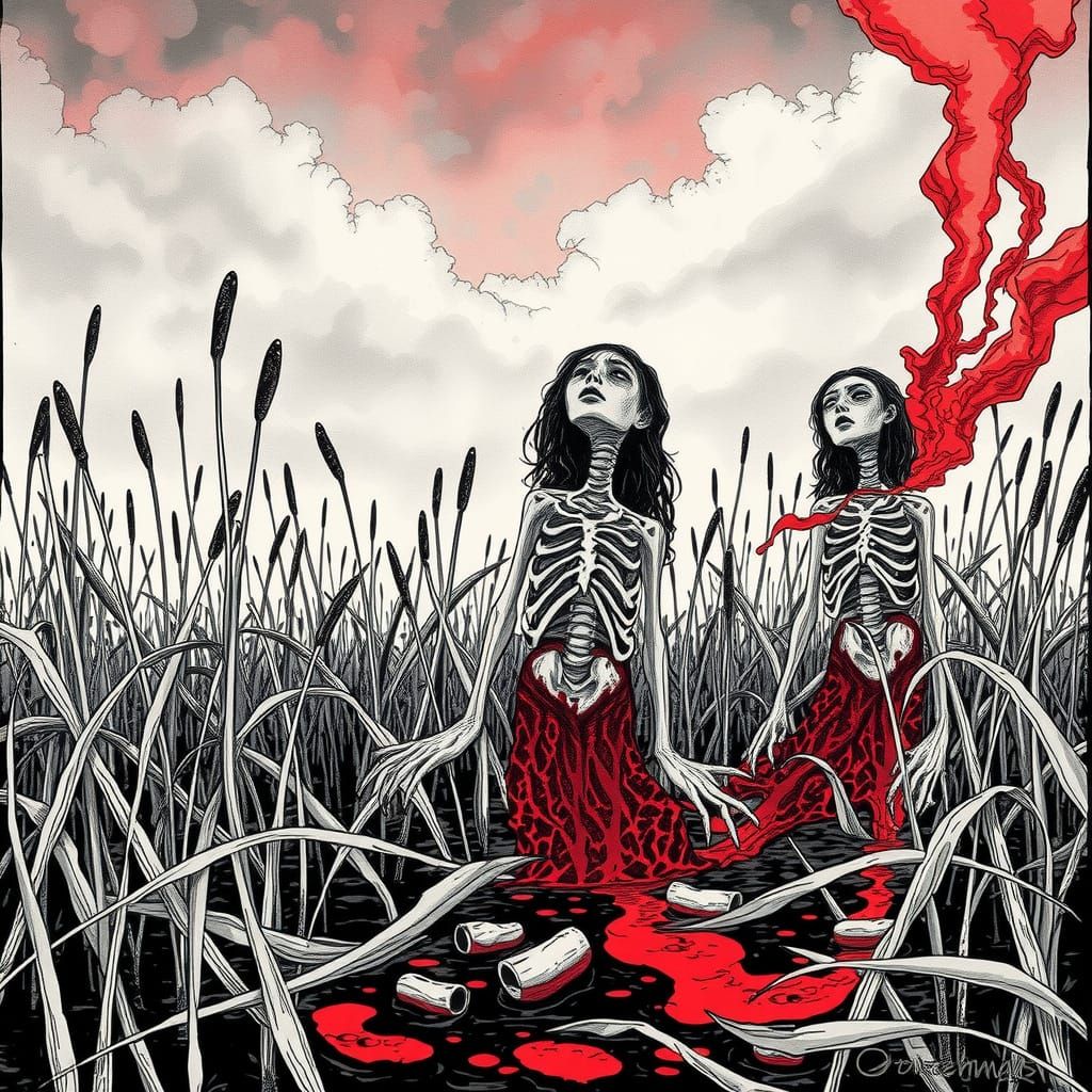 Gothic Rusalka Rise from the Desolate Marsh