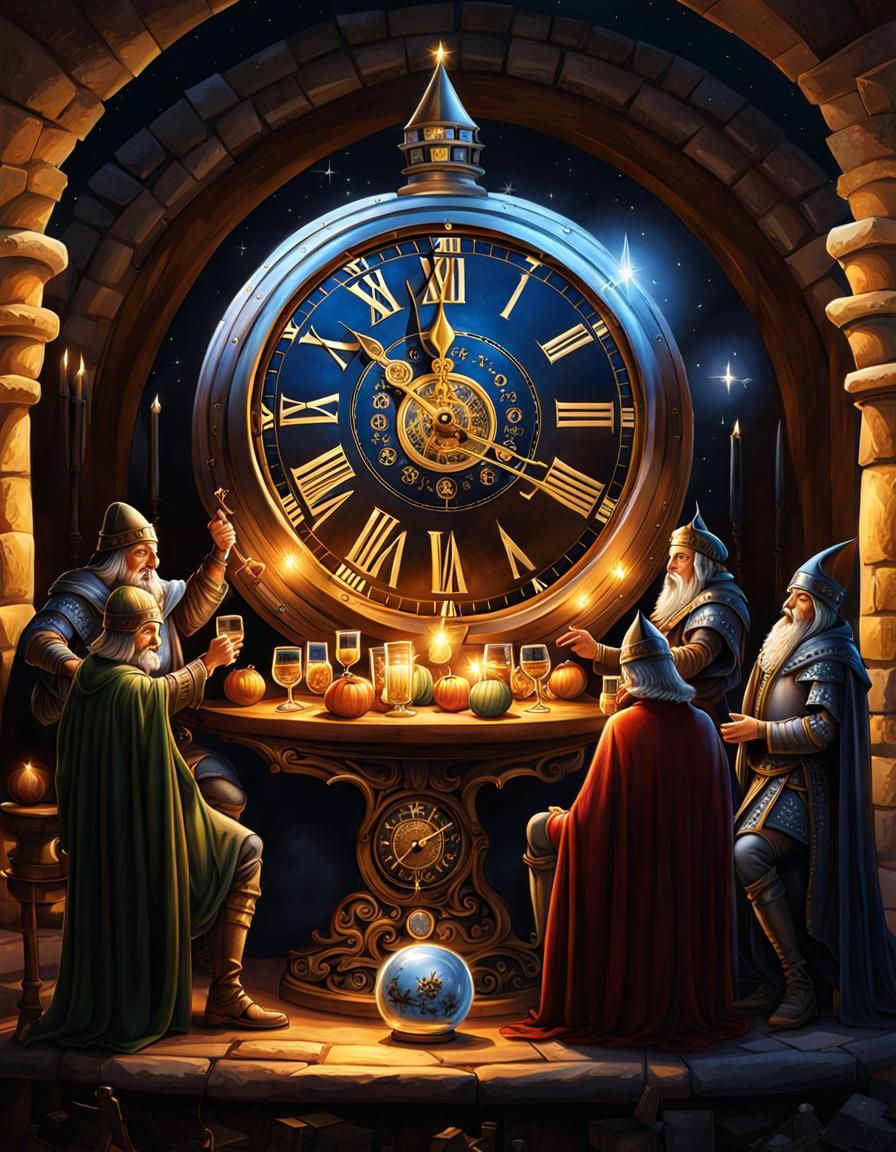 Merlin and the knights of the round table counting down to midnight  by @Cloud_Sailor