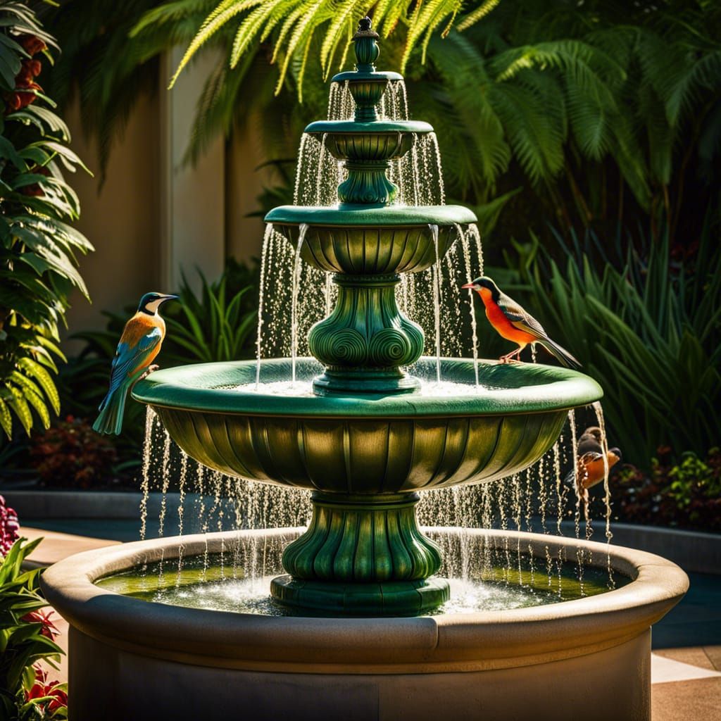 Fountain with birds 