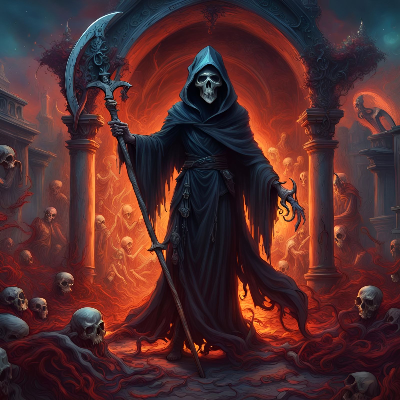 The Grim Reaper Collecting Souls - AI Generated Artwork - NightCafe Creator