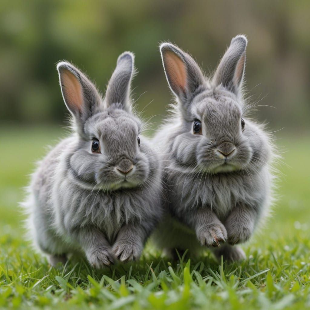 Bunnies hopping on the grass  by @Art Bug