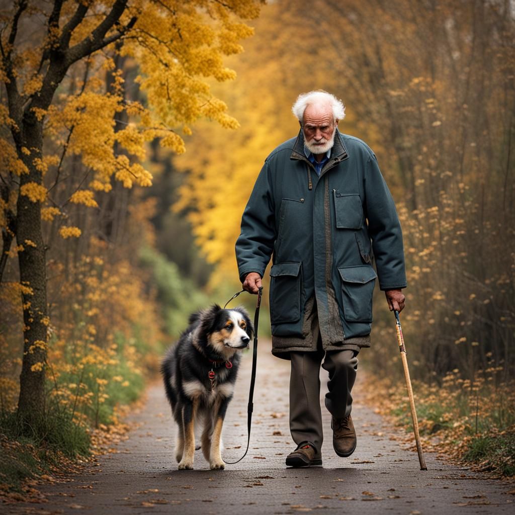 The Old Man and his faithful dog on one last walk