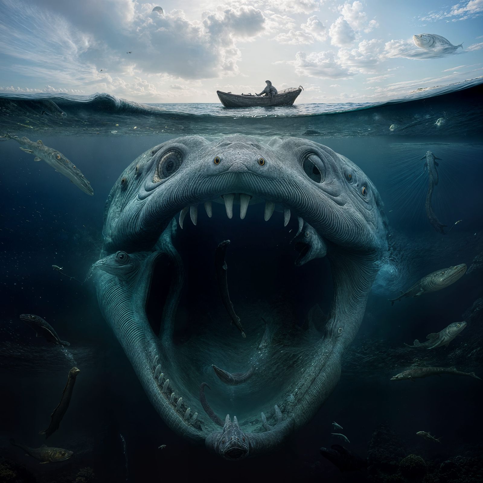 Terrifying Horror art thalassophobia creation of a gargantua...