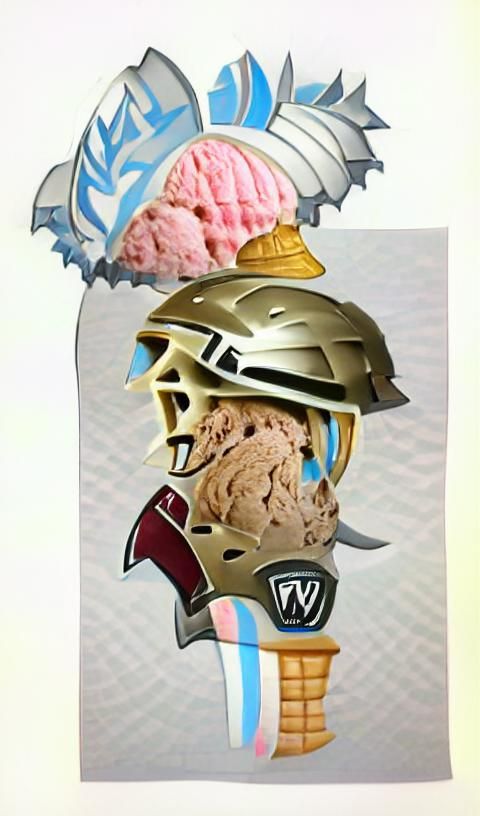 future warrior helmet with a flowing ice cream crest