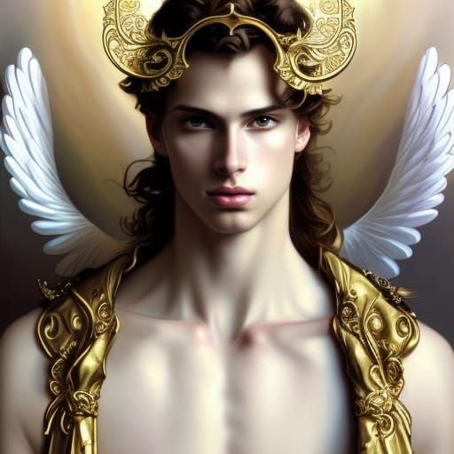 Extravagant angelic super male model princes of heaven gold ...