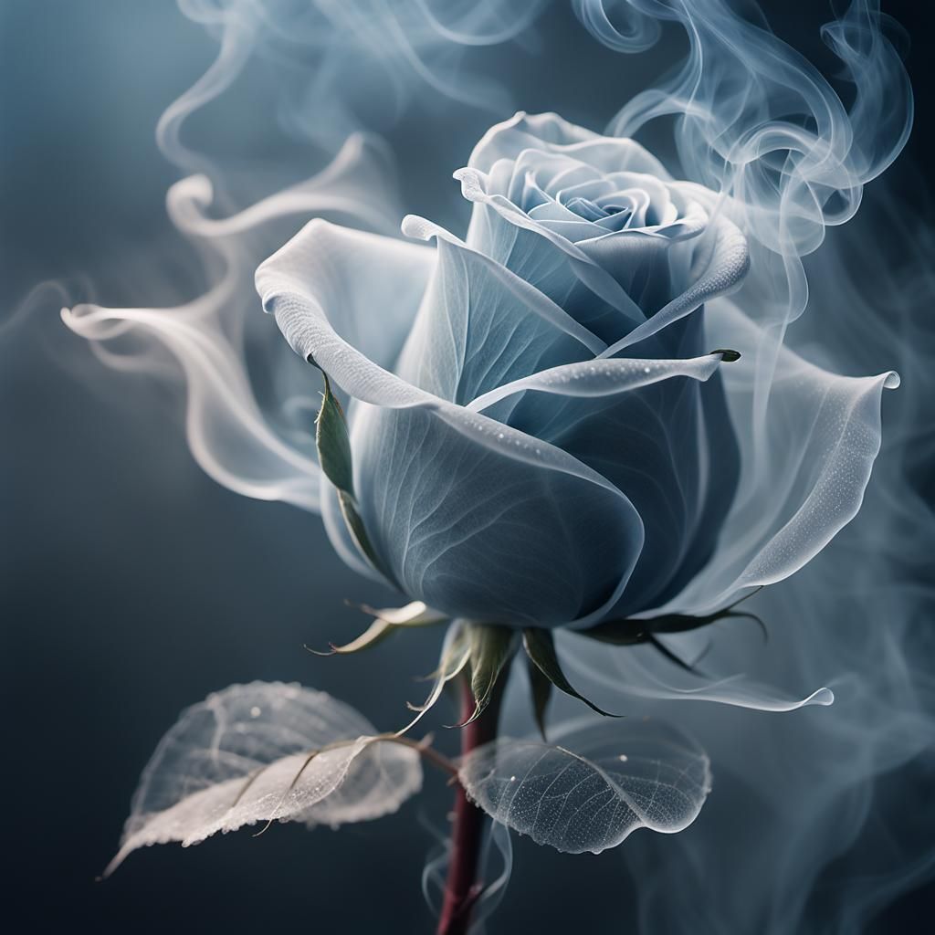Delicate Ethereal Rose Forming from Smoke  by @ZenAmoreNC